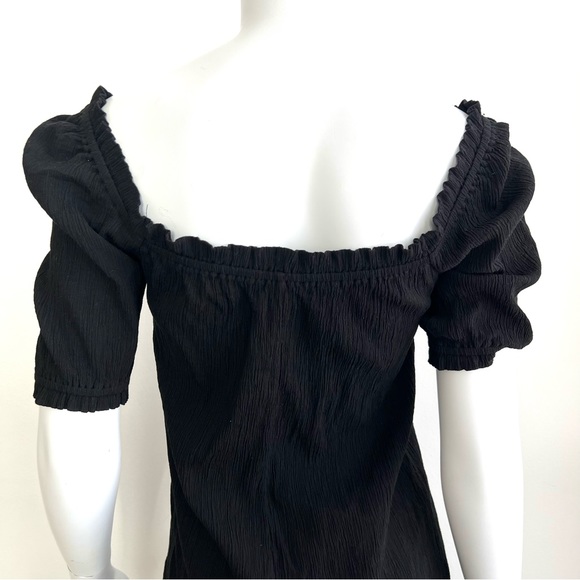Reformation Jeans Women’s Black Puff Sleeve Mini Dress Small Cotton - Picture 5 of 10